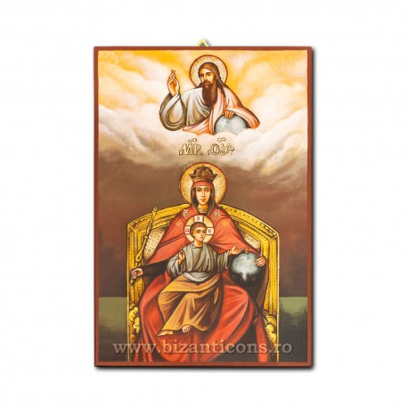 Icoana pictata - Maica Domnului pe tron - 60x40cm
