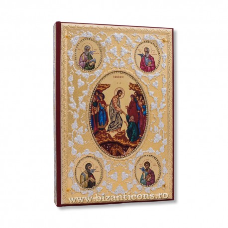 Evanghelie aurita si argintata - pietre albe - icoane AS102-167