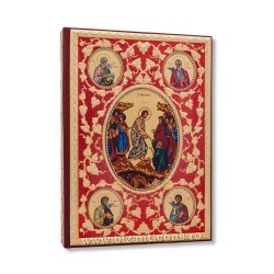 Evanghelie aurita - pietre albe - fond rosu - icoane AS102-168
