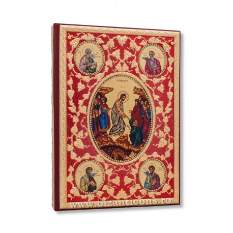 Evanghelie aurita - pietre albe - fond rosu - icoane AS102-168
