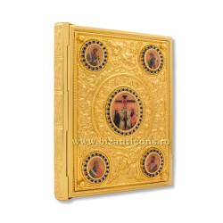 Evanghelie aurita - medalioane icoane - pietre albastre X24-210 / 20-100Ab