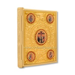 Evanghelie aurita - medalion icoane - pietre rosii X24-210 / 20-100R