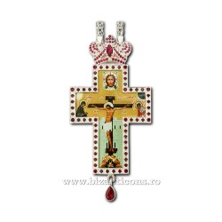 The CROSS, the Humans Bronze-silver - enamel - red rhinestones AT 140-8