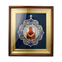 The icon in the frame is enamel painted - filigree-silver-plated - Veil AT 160-4