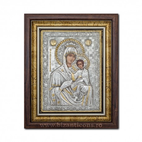 Το εικονίδιο με το ασημωμένο Μητέρα του Θεού, Γρήγορη, Γενική 36x44cm K700-003