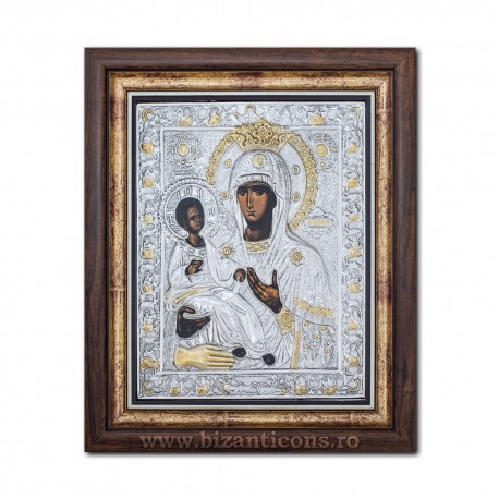 The icon with silvered our lady of 3 Hand - Trihirussa 36x44cm K700-029