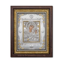 Το εικονίδιο με το ασημωμένο - η Μητέρα του Θεού, Παντάνασσα - ο Θεραπευτής του καρκίνου, 36x44cm K700-104