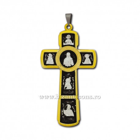 The CROSS, the HUMANS, metal gold plated, and silver - patina - 11cm D100-27