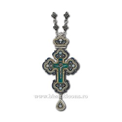 The CROSS in BUCHAREST Byzantium large - metal-silver-plated - enamel blue-D-100-28Ag-a-b