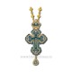 The CROSS in BUCHAREST Byzantium large - metal-gold plated - blue enamel D-100-28Au-a-b