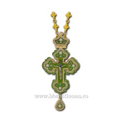 The CROSS in BUCHAREST Byzantium large - metal-gold plated - green enamel D-100-28Au-V