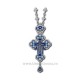 The CROSS in BUCHAREST Byzantium the small - metal-silver-plated - enamel blue-D-100-29Ag-a-b
