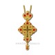 CROSS to HUMANS-metal-gilt - red stone + pearl D-110-49Au-R