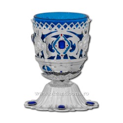 The 120-68Ag a lamp table, a small silver - enamel - stones, blue-48/box