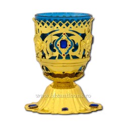 The 120-68Au-Ab, a lamp table, a small gold - enamel - stones, blue-48/box