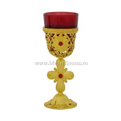 The 120-90Au a lamp table, large golden stones, red 40/case