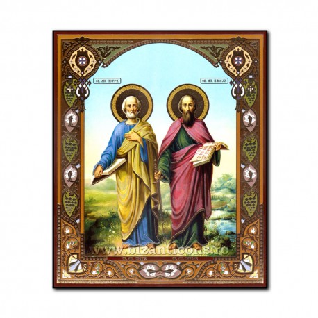 1861-723 the Icon of the Russian fiberboard 20x24 St. Peter and Paul
