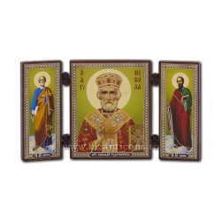 181-009 Триптих дерево 13x7,3-х, Святого Николая, 11buc/коробка