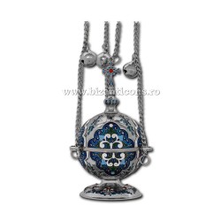 The CENSER of athens, silvered - blue enamel D-102-2AgAb