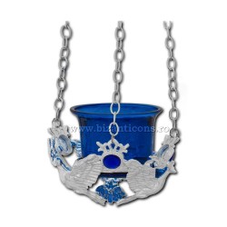 The 120-54AgAb candle, chain, silver stone, blue - pigeon, 60/box