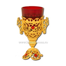 The 120-92AuR lamp table gold - stone-red - trafor 16 cm, 40/box