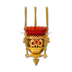 The 120-49AuR lamp chain, gold enamel - stone-red 15/box