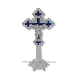 6-160Ag cross, metal base, silver - and-blue - the-wall of 20 cm 60/box