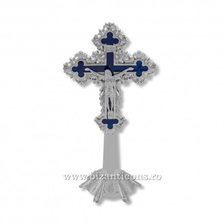 6-160Ag cross, metal base, silver - and-blue - the-wall of 20 cm 60/box