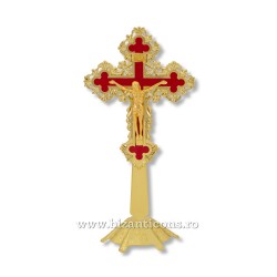 6-160Au-cross metal base gold - red - wall of 20 cm 60/box