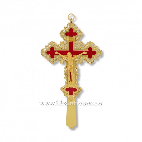 6-161Au cross-metal-gold - red - wall of 20 cm 60/box