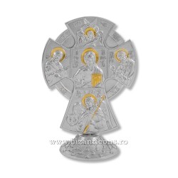 6-164 cross metal base with silvered and gold, 14cm 67/box