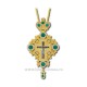 The CROSS in BUCHAREST metal-gold plated - ear sea - green stones in D-110 A-50AUV