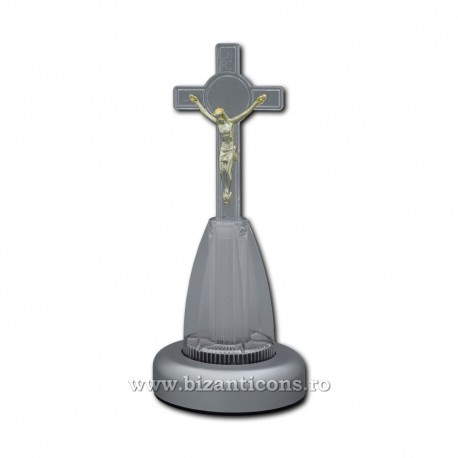 Cruce plastic transparent cu bec - 16 cm Cruce plastic transparent cu bec - 16 cm