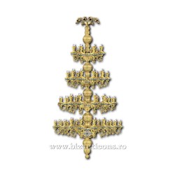 Policandru din bronz aurit - ornamente cu email 64 becuri X81-718 / X 70-497