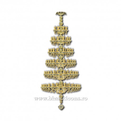 Policandru din bronz aurit - ornamente cu email 156 becuri X80-717Α