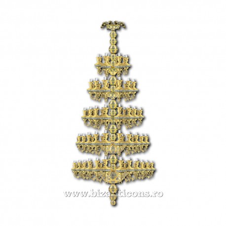 Policandru din bronz aurit - ornamente cu email 88 becuri X80-717Β