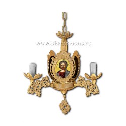 Policandru Bizantin - cu icoane - 3 becuri - aurit