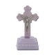 The cross in the plastic with light, blue - 13,5 cm.