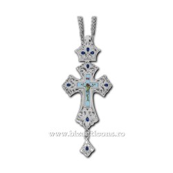 The CROSS, the Humans Bronze-silver plated - enamel blue stone D-110-54AgAb