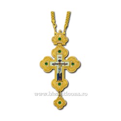 The CROSS, the Humans, the Bronze and gilt - enamel - rhinestones-green D-110-55AuV