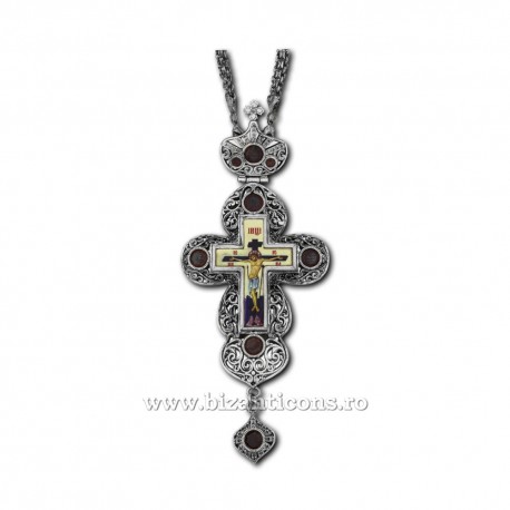 The CROSS, the Humans Bronze-silver - enamel - rhinestones red-D-110-57AgPr