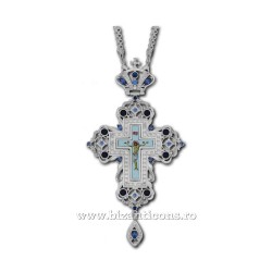 The CROSS, the Humans Bronze-silver plated - enamel blue stone D-110-59AgAb