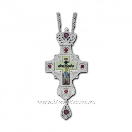 The CROSS, the Humans Bronze-silver - enamel - rhinestones red-D-110-60AgR