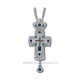 The CROSS, the Humans Bronze-silver - enamel - rhinestones blue + blue-D-110-61AgAb