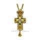 The CROSS, the Humans, the Bronze and gilt - enamel - rhinestones red + green D-110-61AuVR