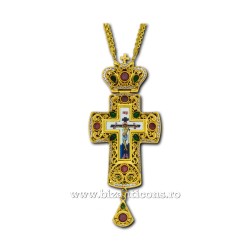 The CROSS, the Humans, the Bronze and gilt - enamel - rhinestones red + green D-110-61AuVR