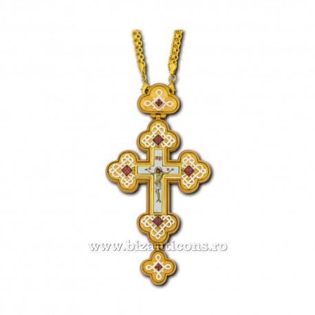 The CROSS in Bucharest-Bronze-Au-Ag - relief - rhinestones red-D-110-62SgR