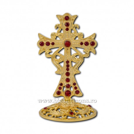 6-81Au cross-metal-gold + rhinestones 72/box