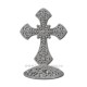 6-120Ag-cross metal silver + rhinestones 8cm 120/box