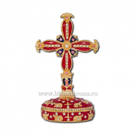 6 A-6 cross metal with rhinestones+pearls, medium 60/box